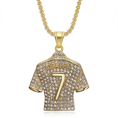 HNSP Stainless Steel Mbappe Jersey Pendant Necklace for Men Soccer Gift