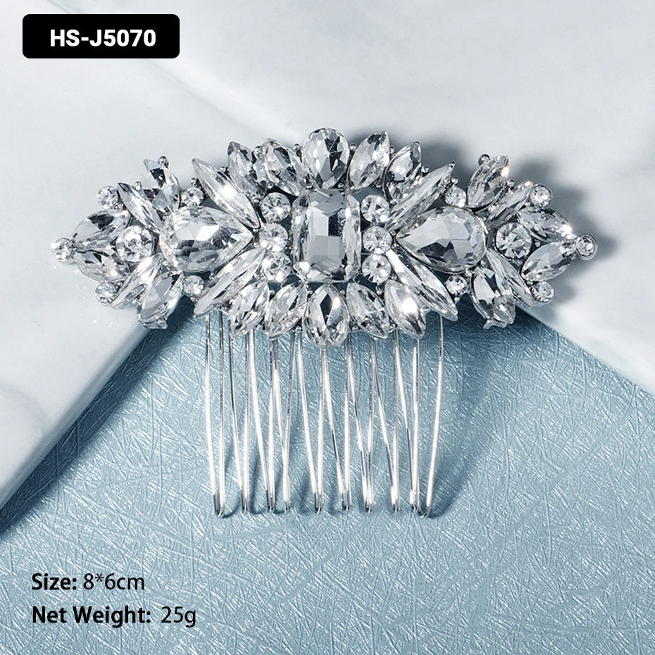Efily Classic Silver Wedding Hair Combs - Crystal Rhinestone Bridal Accessories HS-J5070 Hair Combs