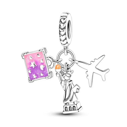 925 Sterling Silver Colorful Airplane Boat Camera Juice Charms Beads for DIY Necklace and Bracelet Jewelry Gifts