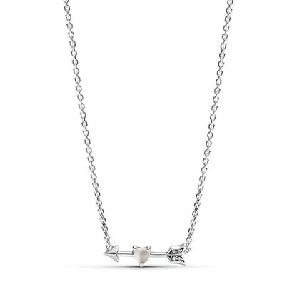 Luxury 925 Sterling Silver Colorful Arrow Heart Bow Tie Feather Pendant Necklace Charming DIY Gift for Women