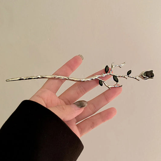 Elegant Floral Metal Hairpin Set for Women - Modern Chinese Hanfu Hair Accessories