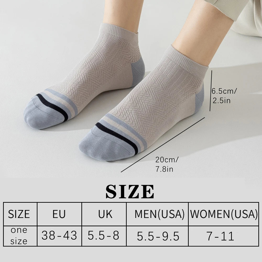 5 Pairs Mens Colorblock Mesh Sports Socks Anti Odor