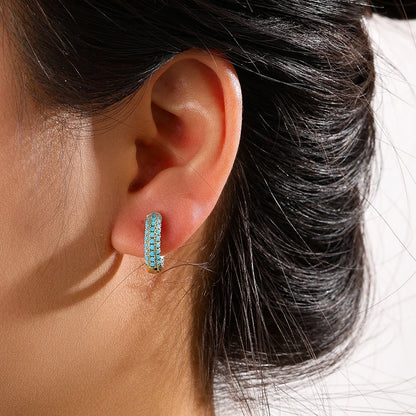 Zakol Turquoise Zircon Hoop Earrings for Women with Brilliant Cubic Zirconia Luxury Party Jewelry