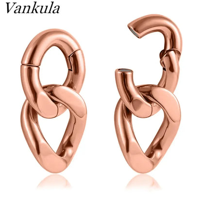 Vankula 2PCS 6mm Stainless Steel Chain Ear Weights Hangers Plugs Jewelry rose gold 2 CHINA 6mm