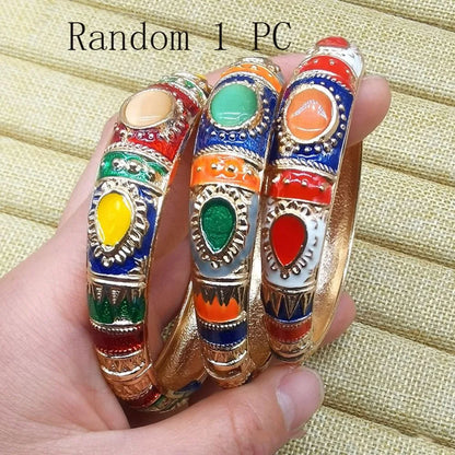 Vintage Chinese Cloisonne Peony Enamel Bangle Set for Women