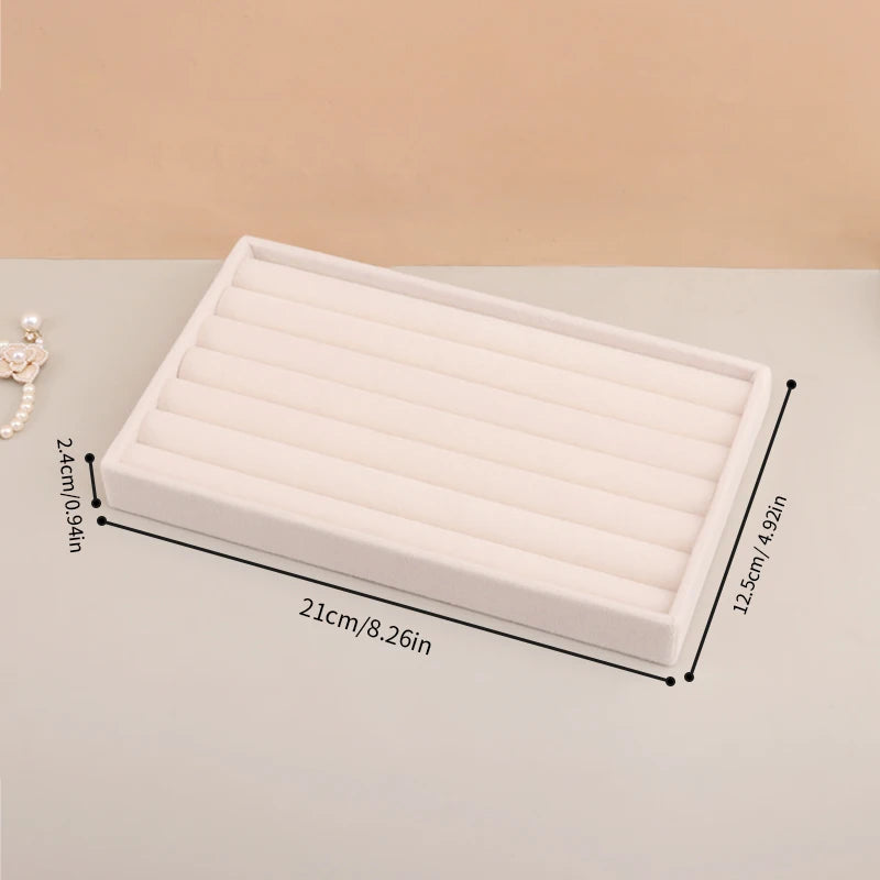 Velvet Jewelry Tray Stackable Beige Storage for Rings and Earrings Rings Tray