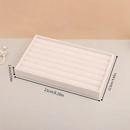 Velvet Jewelry Tray Stackable Beige Storage for Rings and Earrings Rings Tray