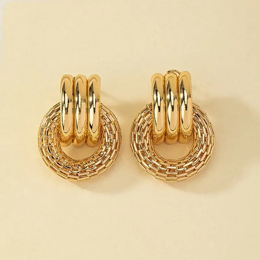 Vintage Fashion Geometric Earrings Jewelry For Women Exquisite Gold Color Accessories RG0124