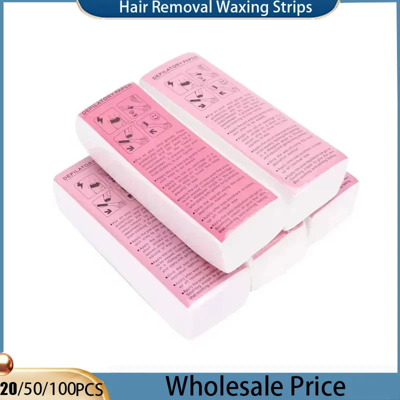 Premium Non-Woven Fabric Waxing Strips for Smooth Leg Hair Removal - Available in 20, 50, 100 Packs