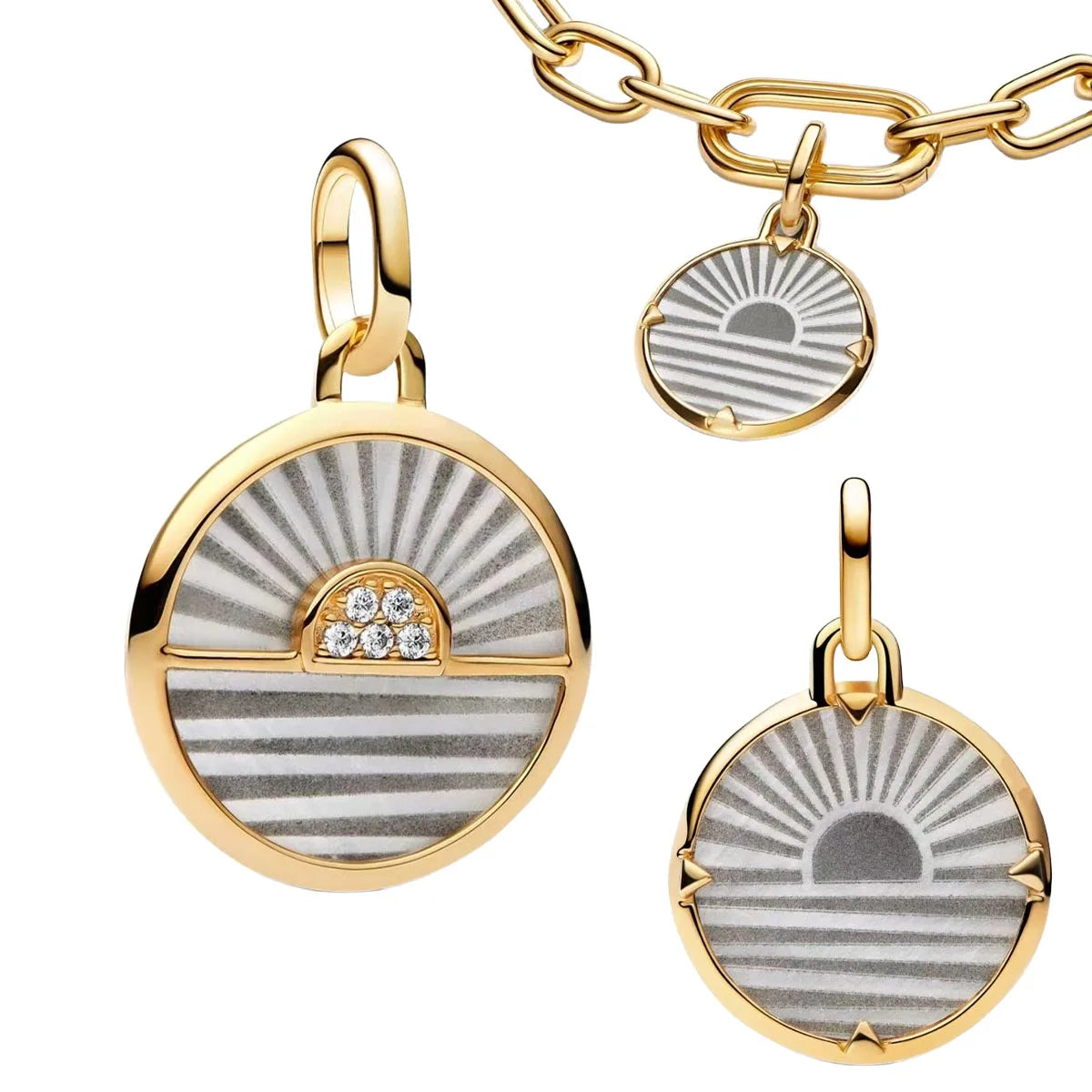 Original 925 Sterling Silver Ocean Pearl Shell Octopus Charm Bead Jewelry Set for Summer Romantic Style