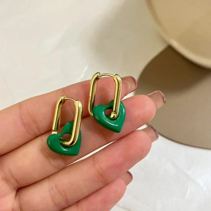 Chic Red Heart Drop Earrings for Women and Girls - Fashion Geometric Love Jewelry