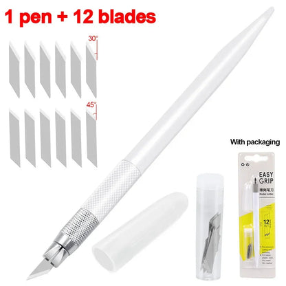 CraftPro 360° Rotating Cutting Pen - Durable Stainless Steel Blades for Effortless DIY Art Projects White