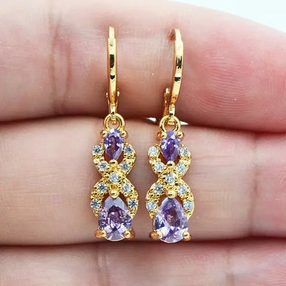 Classic Trend Earrings Gold Color Filled Zircon Dangle Jewelry Z794-2