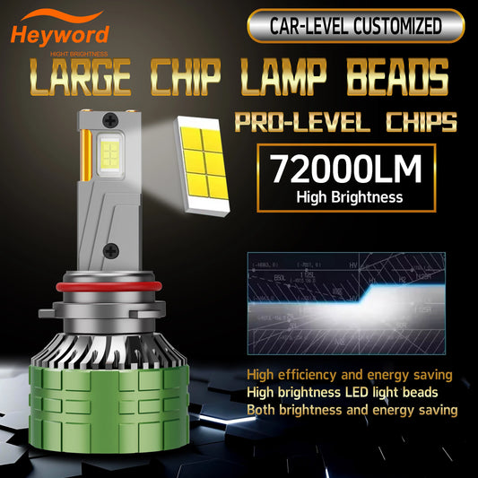 Heyword 72000LM Canbus LED Headlight Bulbs 6000K 12V Plug Play