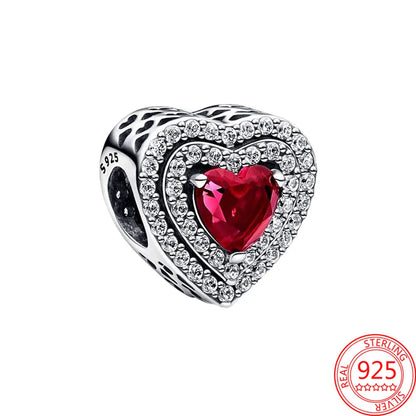 925 Sterling Silver Zirconia Heart Gold Silver Charm