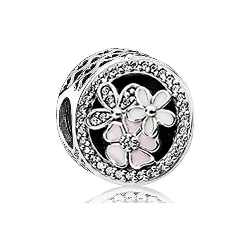 Yinyang Flower Clover Pendant 925 Silver Amulet for Bracelets DIY Jewelry Gift B867