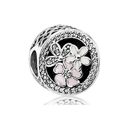 Yinyang Flower Clover Pendant 925 Silver Amulet for Bracelets DIY Jewelry Gift B867