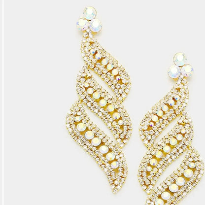 Exquisite Crystal Rhinestone Statement Earrings for Women 2023 Geometric Fashion Jewelry