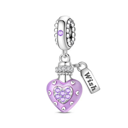 Sparkling Purple Jellyfish Sterling Silver 925 Charm Bead Birthday Pendant for DIY Bracelet Jewelry