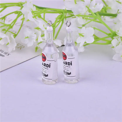 Trendy 3D Beer Bottle Resin Charms for DIY Jewelry - 10 Pack