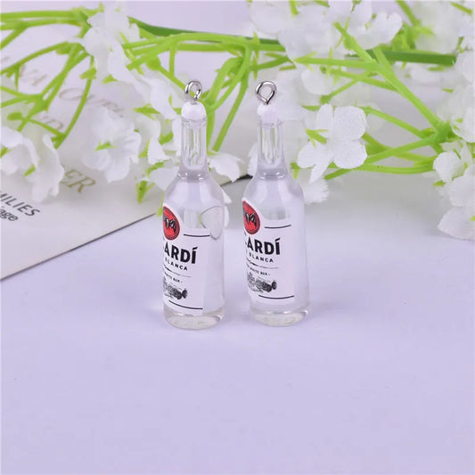 Trendy 3D Beer Bottle Resin Charms for DIY Jewelry - 10 Pack