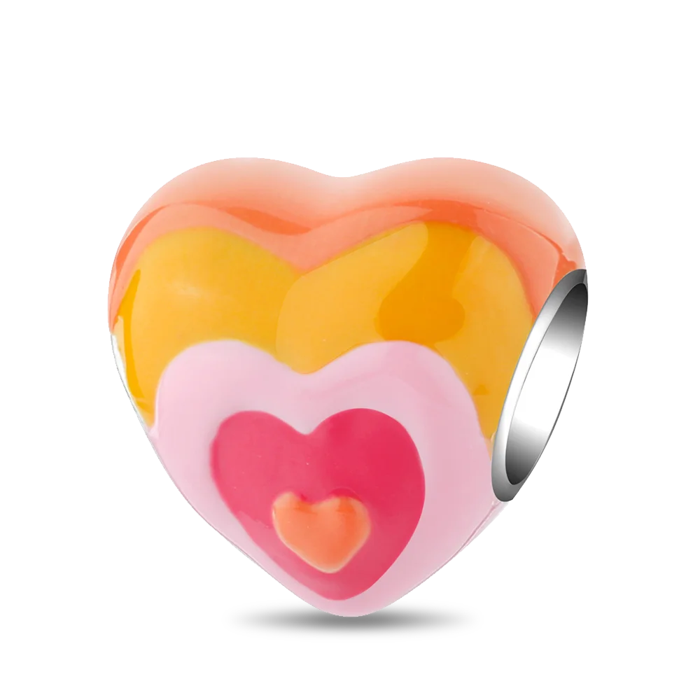 925 Sterling Silver Zirconia Heart Gold Silver Charm