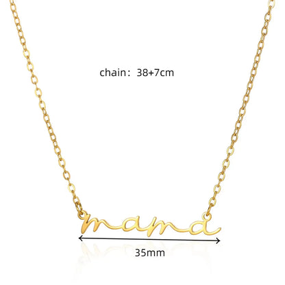 Mama Letters Pendant Necklace for Women Gold Stainless Steel Clavicle Chain Choker Fashion Jewelry Gift for Moms