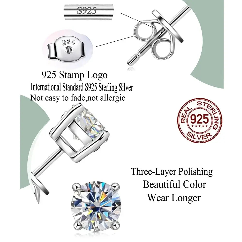 CWWZircons Sterling Silver 925 CZ Stud Earrings