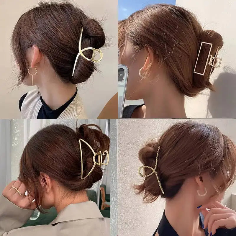 Geometric Metal Hair Claw Clips for Women Fashionable Zinc Alloy Hairpins