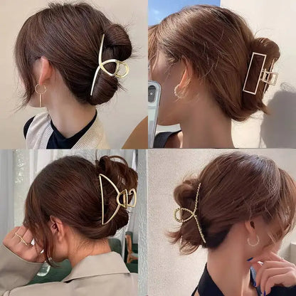 Geometric Metal Hair Claw Clips for Women Fashionable Zinc Alloy Hairpins