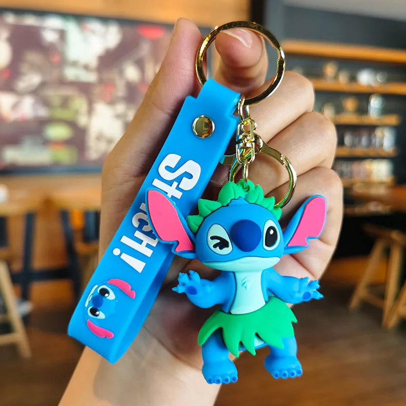 Kawaii Anime Disney Keychain Set Featuring Mickey Mouse, Minnie, Lilo & Stitch