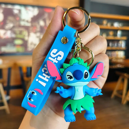Kawaii Anime Disney Keychain Set Featuring Mickey Mouse, Minnie, Lilo & Stitch