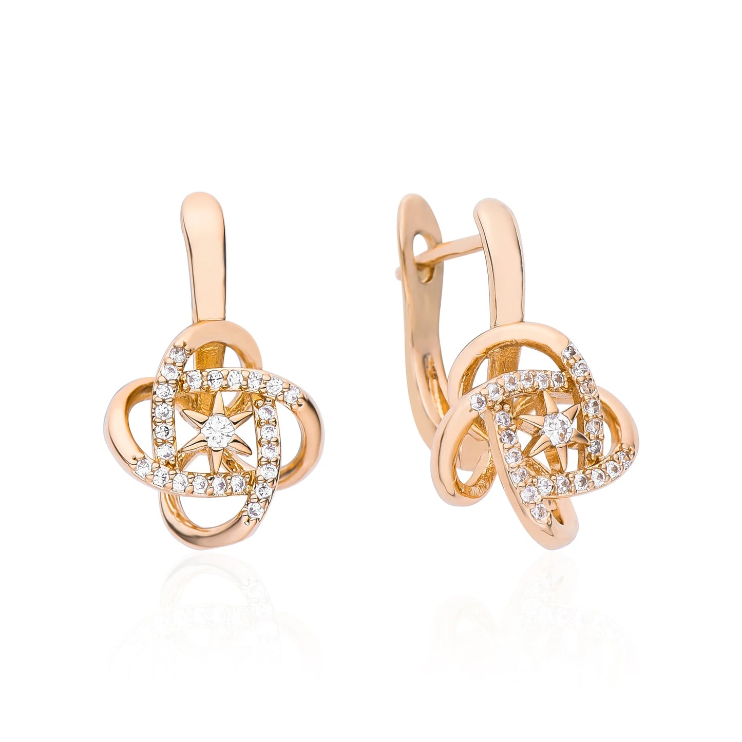 Dckazz Rose Gold Crystal Pendant Intertwined Drop Earrings for Women Christmas Gift