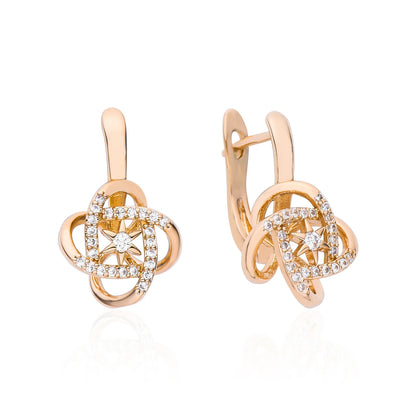 Dckazz Rose Gold Crystal Pendant Intertwined Drop Earrings for Women Christmas Gift