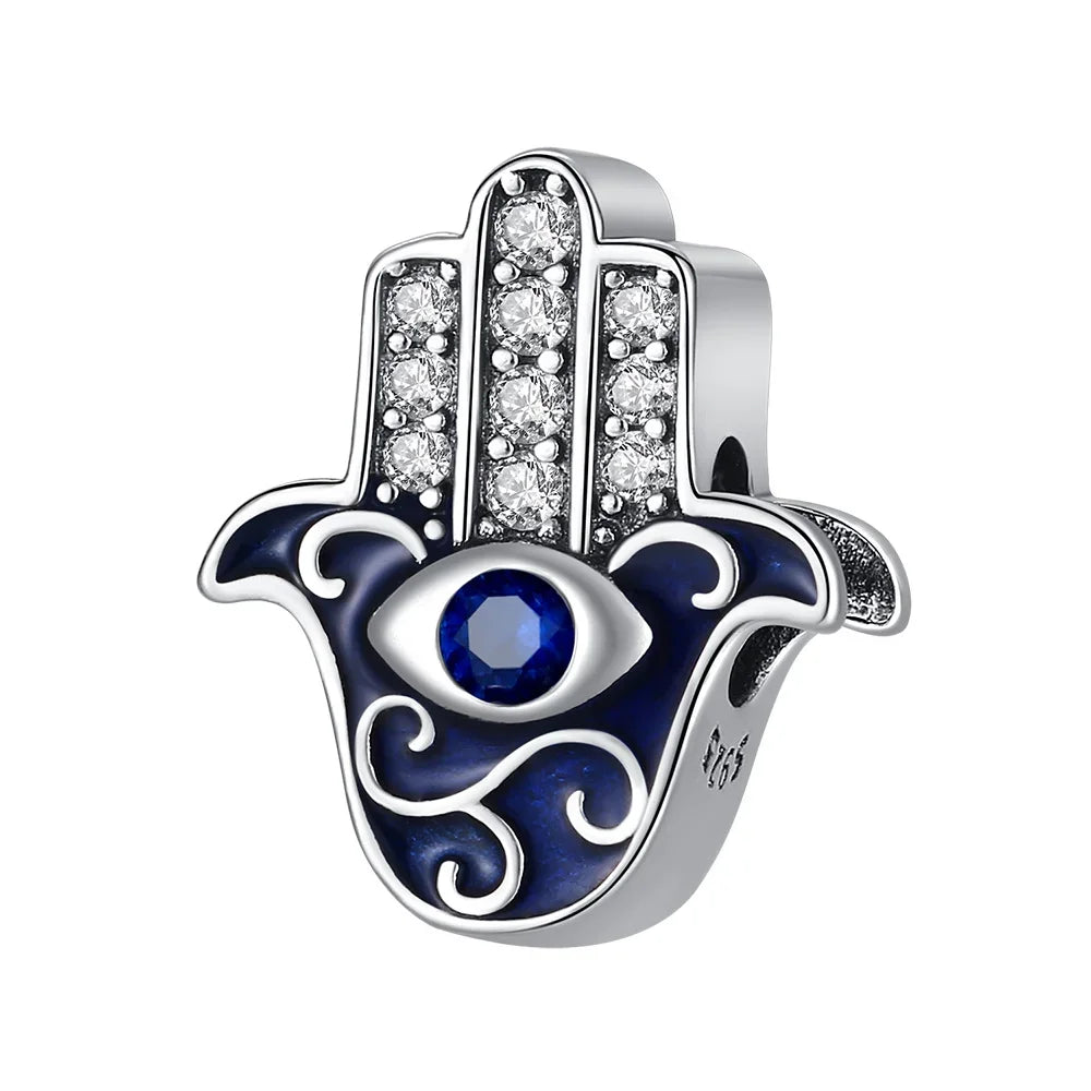 925 Sterling Silver Golden Geometry Charm Set with Heart Star Zircon Beads for DIY Womens Jewelry Gift