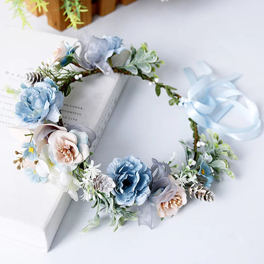 Romantic Rhinestone Floral Wreath Crown for Bridesmaids