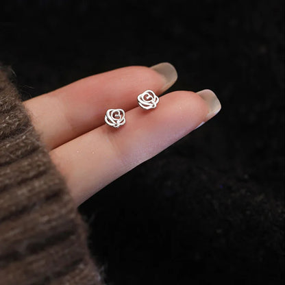 Elegant 925 Silver Needle Minimalist Round Cubic Zirconia Stud Earrings for Women