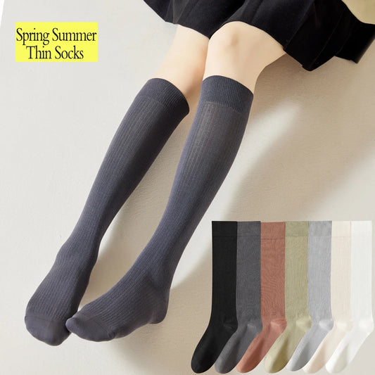 Lightweight Stackable Seamless Cotton Blend Mid Calf Socks