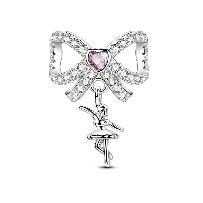 Genuine 925 Sterling Silver Heart Charm Bead for Mother's Day Bracelet Gift