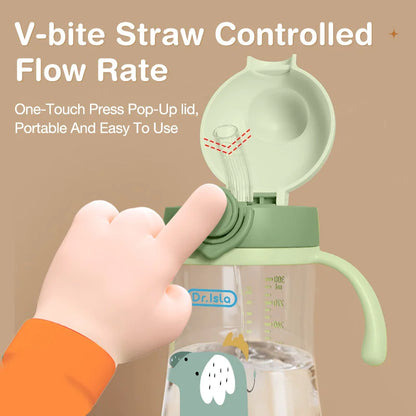 Portable 300ml Baby Straw Training Cup BPA Free Silicone