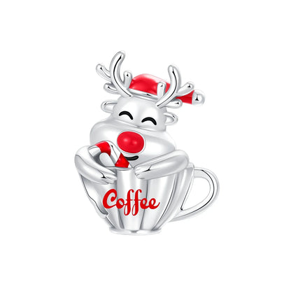 Original 925 Sterling Silver Christmas Charms Santa Claus Reindeer Earrings Beads for Necklace and Bracelet DIY Fine Jewelry Gifts
