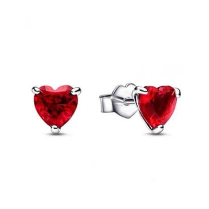 European 925 Silver Blue Snowflake Moon And Heart Zircon Stud Earrings For Women Holiday Exquisite Charm Jewelry