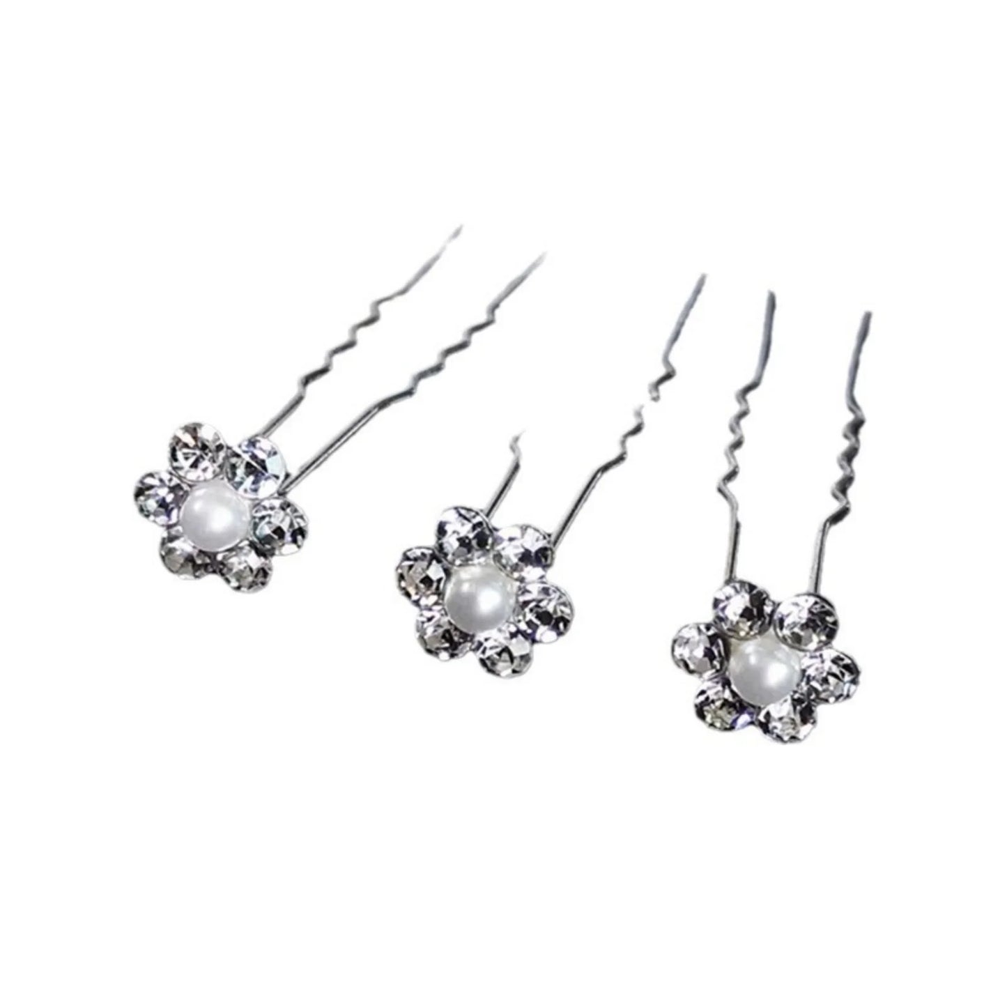 Elegant Bridal U-Shaped Hairpins Set - Pearl and Rhinestone Wedding Updo Accessories
