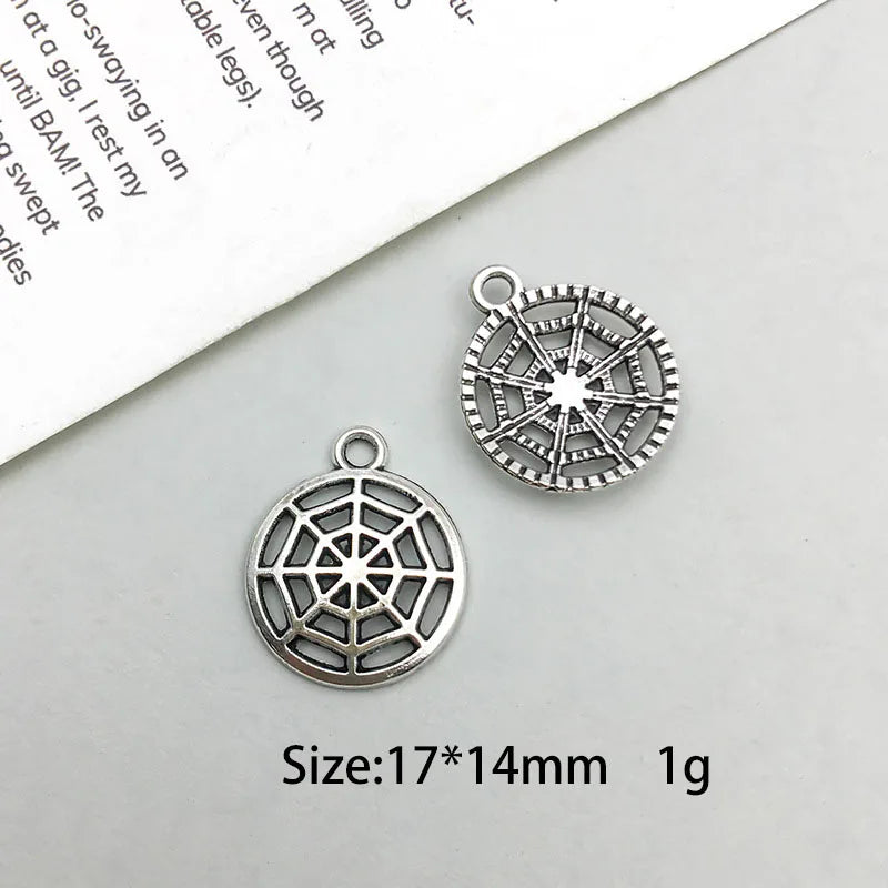 Antique Silver Spider Charms Set for DIY Halloween Jewelry Crafting