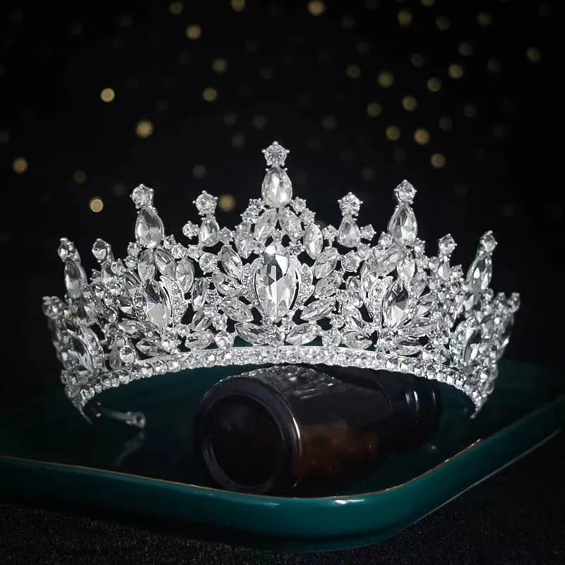 Elegant Crystal Bridal Tiara Crown with Rhinestone Geometric Design for Weddings and Pageants