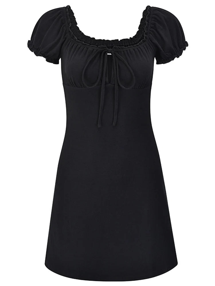 Summer Lace Up Backless Hollow Bodycon A Line Dress Women