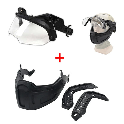 New Tactical FAST Helmet Half Face Mask With Flip Goggles BK Mask Goggles 1