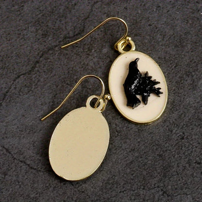 Vintage-Inspired Black Oval Drop Earrings for Women with Ethnic Resin Design