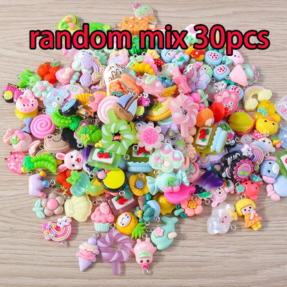 Charming Resin Animal Flower Food Fruit Set for DIY Earrings Bracelets Keychains