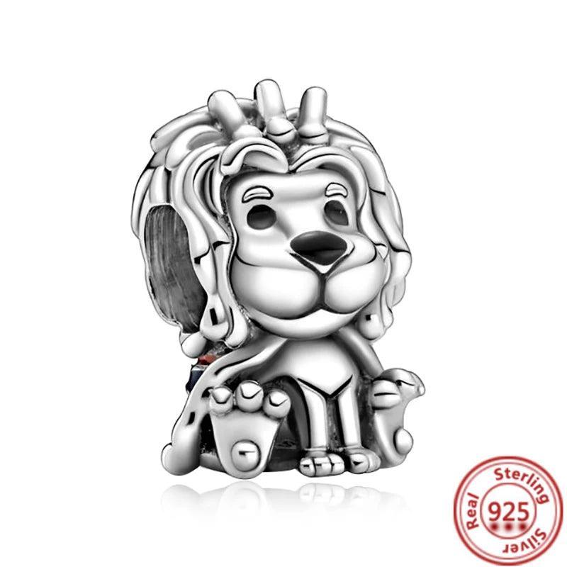 925 Sterling Silver Animal Charms Bracelet Beads with Zircon - Unicorn, Squirrel, Elephant Y127